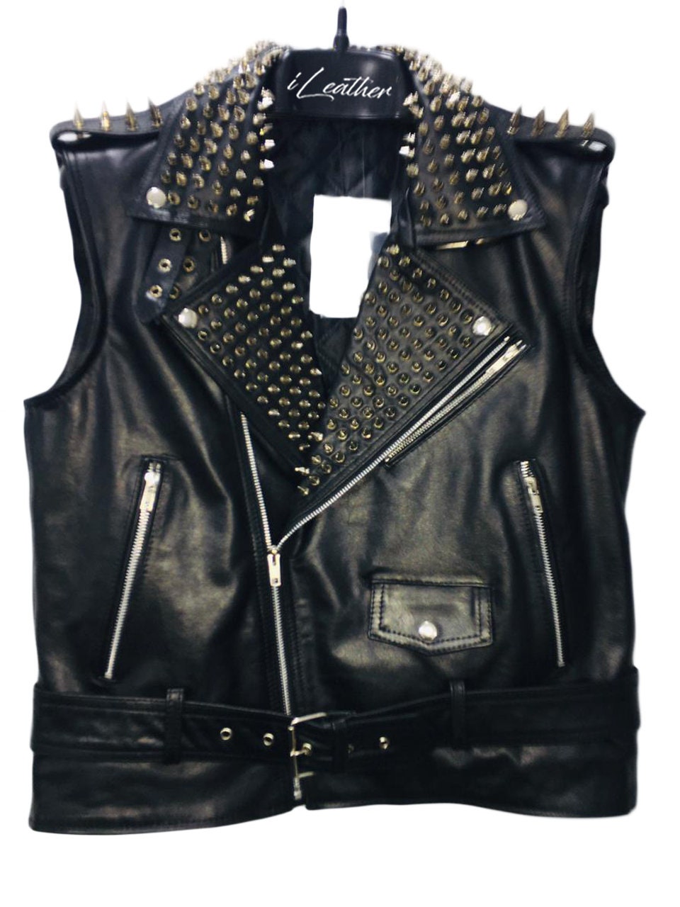 Steam Punk Studded Sleeveless Leather Handmade Jacket For Men | Etsy