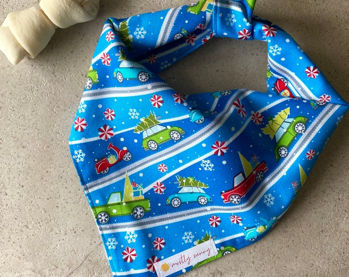 Holiday Dog Bandana Christmas Dog Bandana Christmas Tree on a Car Winter Dog Bandana Christmas Tree Dog Bandana Christmas Party Bandana