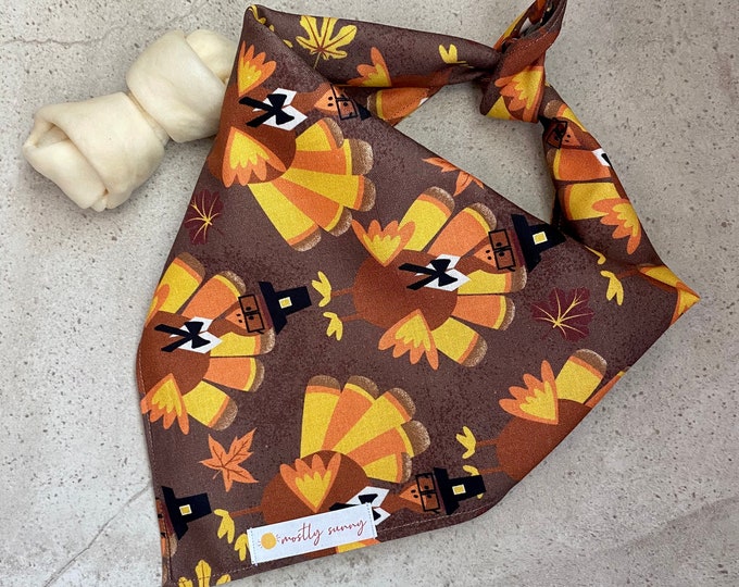 Fun Thanksgiving Dog Bandana Pilgrim Turkey Dog Bandana Cute Thanksgiving Dog Bandana Turkey Dog Bandana Thanksgiving Dog Bandana