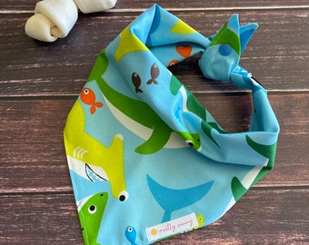 Shark Dog Bandana, Sharks, Shark Lovers, Land Shark, Shark, Shark Teeth, Great White Shark, Hammerhead Shark, Whale Shark, Dog Bandana