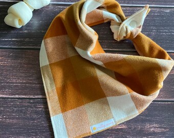 Orange Plaid Flannel Dog Bandana, Rust Plaid Flannel Dog Bandana, Orange and Cream Buffalo Check Dog Bandana, Fall Dog Bandana,Perfect Plaid