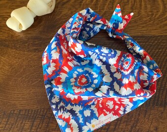 Tie Dye Dog Bandana, Tie Dye Dog Scarf, Red White and Blue Dog Bandana, Tie Dye, Tie Dye Dog, Summer Dog Bandana, Patriotic Bandana, Summer