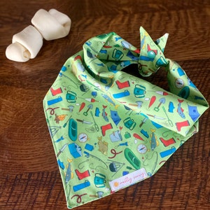 Camping Dog Bandana, Tent Dog Bandana, Camping Gift, Summer Dog Bandana, Fishing Dog bandana, Boating Dog Bandana, Camping Themed Present