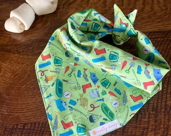 Camping Dog Bandana, Tent Dog Bandana, Camping Gift, Summer Dog Bandana, Fishing Dog bandana, Boating Dog Bandana, Camping Themed Present