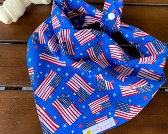 Patriotic Dog Bandana, Flag Dog Bandana, Red White and Blue Dog Bandana, Fourth of July Dog Bandana, Star Dog Bandana, Flag Day Bandana