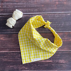 Yellow and White Checked Dog Bandana, Yellow and White Gingham Dog Bandana, Easter Dog Bandana, Checked Dog Bandana, Gingham, Spring Bandana