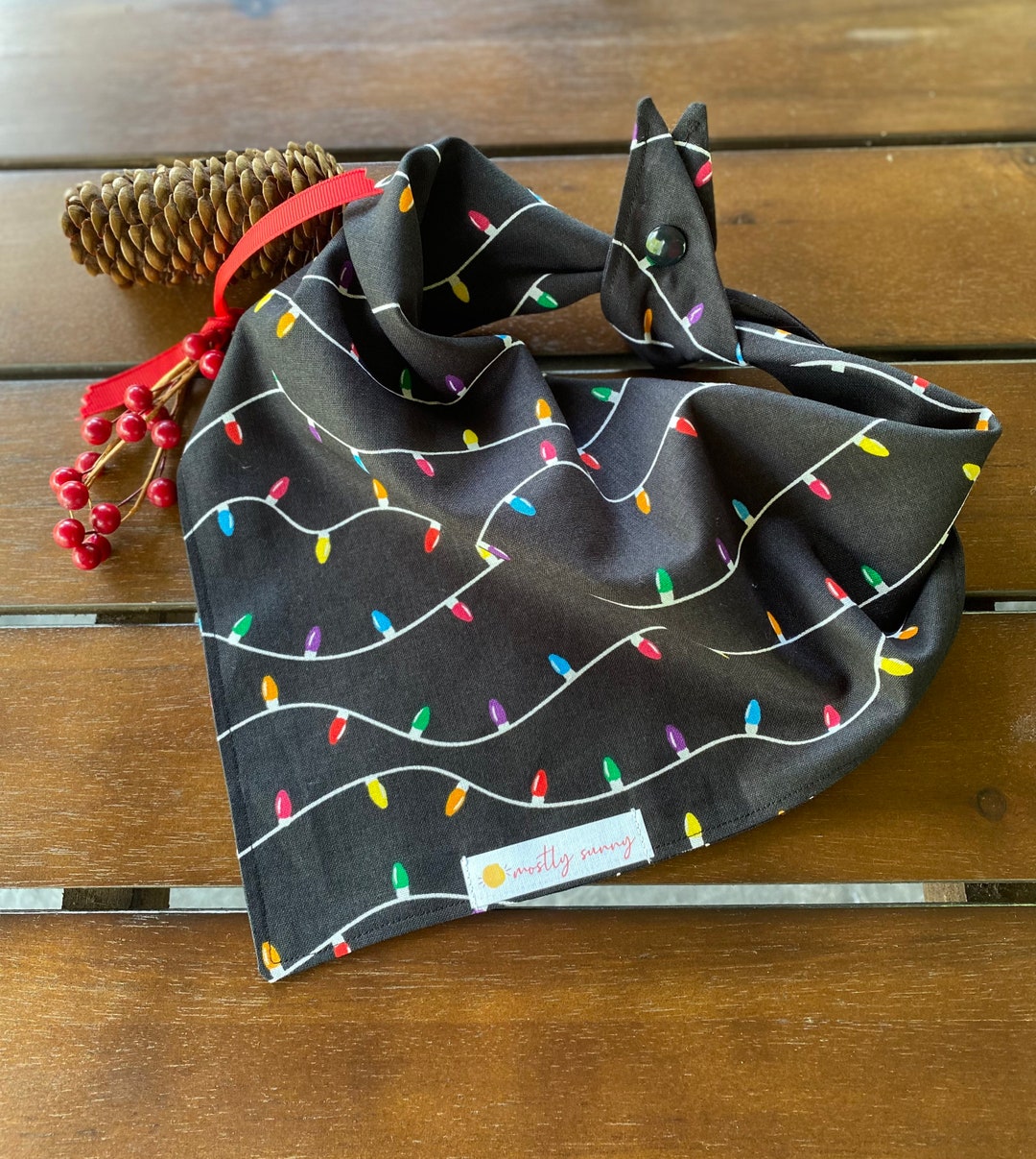 Christmas Dog Bandana Christmas Lights String of Lights Dog Etsy