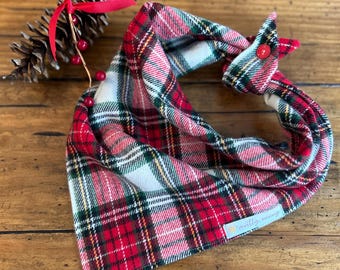 Plaid Flannel Dog Bandana, Red Plaid Flannel Dog Bandana, Christmas Dog Bandana, Holiday Dog Bandana, Holiday Plaid, Winter Dog Bandana
