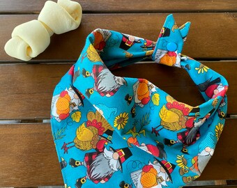 Thanksgiving Dog Bandana, Turkey Dog Bandana, Fall Dog Bandana, Turkey and Gnomes Dog Bandana, Thanksgiving, Turkeys, Fall, Autumn, Gnomes
