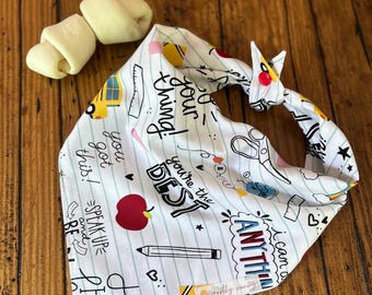 Back to School Dog Bandana, School Dog Bandana, School Themed Gift, Teacher Gift, School Bus Driver Gift, School Supplies Bandana