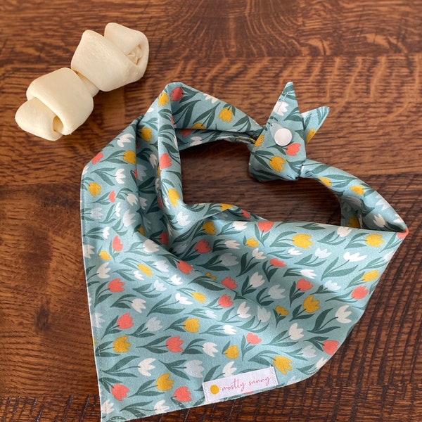 Spring Dog Bandana, Spring Flowered Dog Bandana, Tulip Dog Bandana, Tulips, Pretty Dog Bandana, Easter Flowered Dog Bandana, Spring, Easter