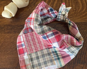 Plaid Dog Bandana, Madras Plaid Dog Bandana, Vacation Dog Bandana, Red Plaid Dog Bandana, Madras Plaid, Summer Plaid, Dog Bandana, Madras