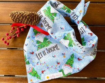 Christmas Tree Gnome Dog Bandana, Let it Snow, Gnome Dog Bandana, Christmas Lights, Holiday Dog Bandana, Cute Christmas Dog Bandana, Gnomes