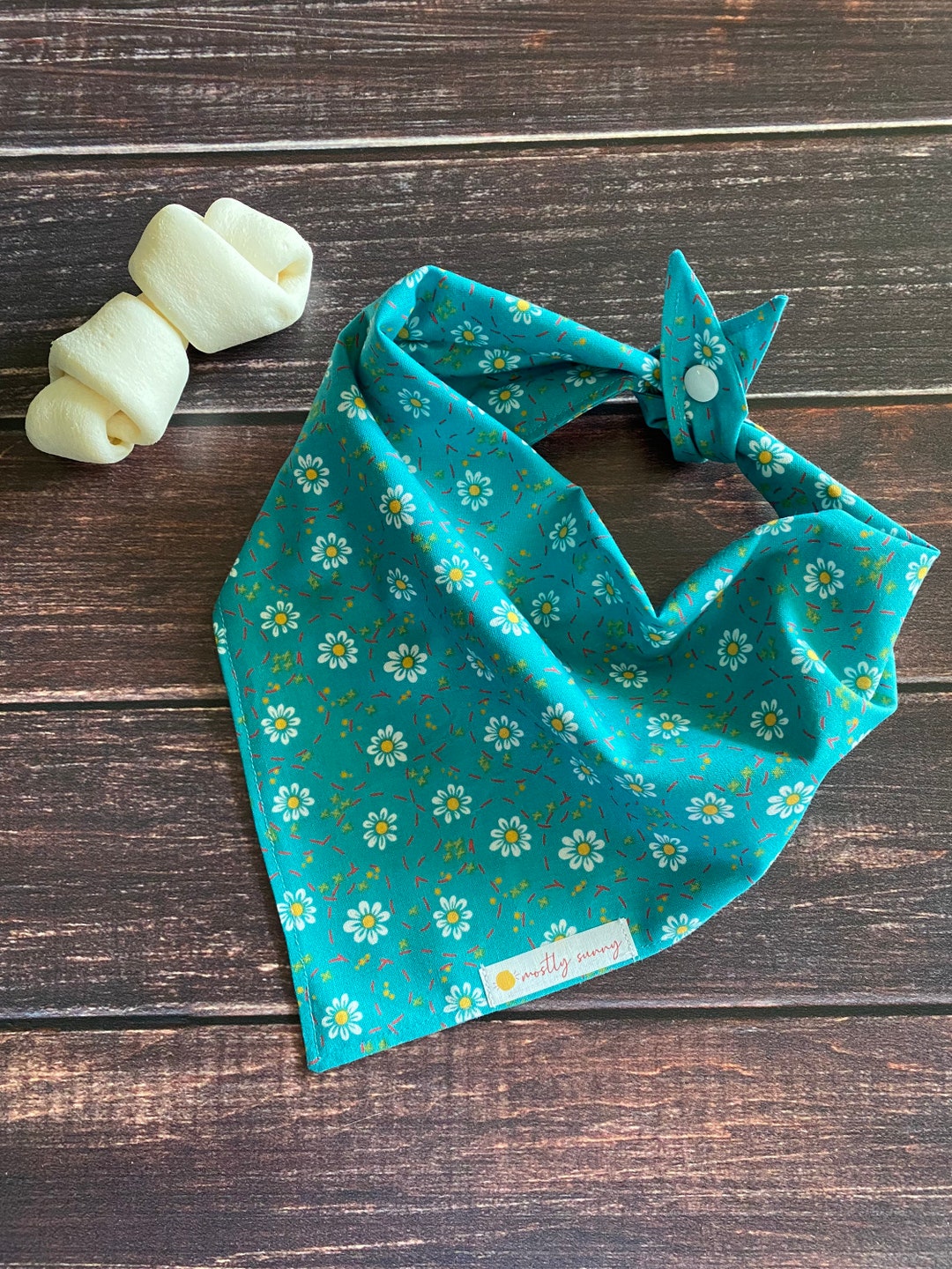 Teal Flowered Dog Bandana Green Flowered Dog Bandana Blue Etsy