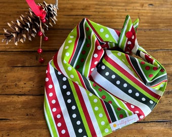 Christmas Dog Bandana, Christmas Striped Dog Bandana, Holiday Dog Bandana, Stripes and Dots Christmas Bandana, Holiday Decor,Christmas Photo