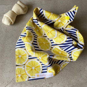 Lemon Dog Bandana, Striped Dog Bandana, Summer Dog Bandana, Lemon Dog Scarf, Lemons, Cute Dog Bandana, Pretty Dog Bandana, Fruit, Stripes