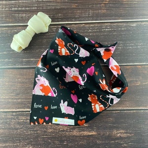 Valentine’s Day Dog Bandana, Valentine Dog Bandana, Heart Dog Bandana, Cats and Dogs Dog Bandana, Valentine’s Day, Hearts, Cats and Dogs