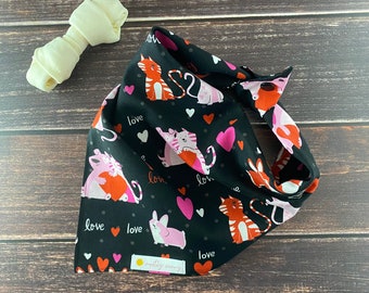 Valentine’s Day Dog Bandana, Valentine Dog Bandana, Heart Dog Bandana, Cats and Dogs Dog Bandana, Valentine’s Day, Hearts, Cats and Dogs