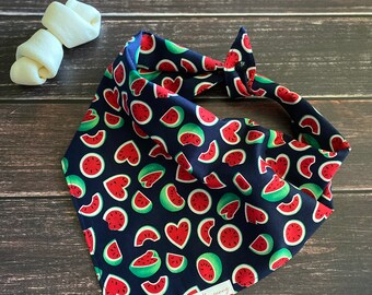 Watermelon Dog Bandana, Watermelon Heart Dog Bandana, Watermelon, Hearts, Fruit Dog Bandana, Cute Dog Bandana, Summer Dog Bandana