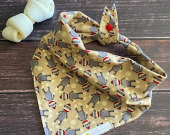 Sock Monkey Dog Bandana, Sock Monkeys, Monkey Dog Bandana, Monkeys, Sock Monkey Themed Gift, Cute Dog Bandana, Fun Dog Bandana, Sock Monkey