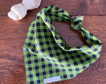 Green and Black Plaid Dog Bandana, Plaid Dog Bandana, Green Plaid Dog Bandana, Holiday Dog Bandana, Christmas Dog Bandana, Checked