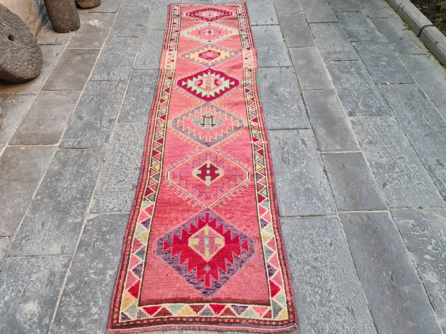 Runner Rug Pink Oriental Rug Pink Persian Rug Pink Boho Etsy