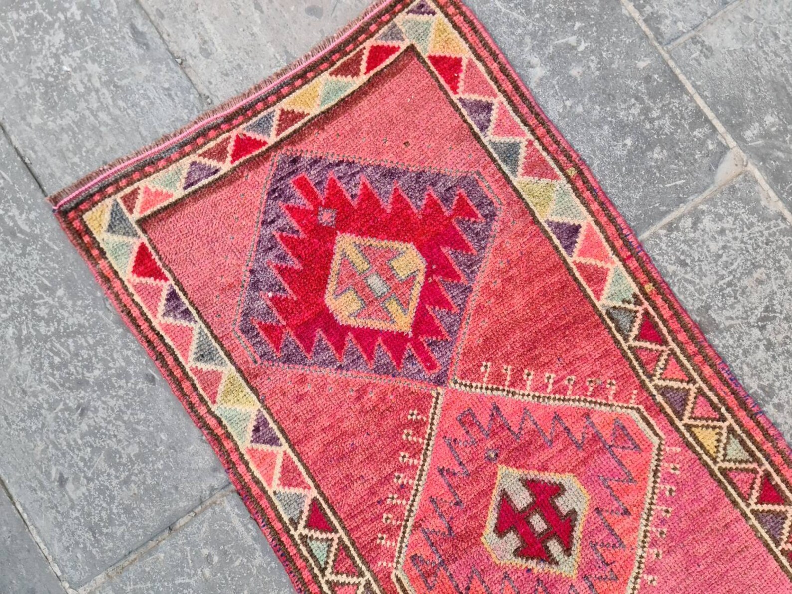 Runner Rug Pink Oriental Rug Pink Persian Rug Pink Boho Etsy