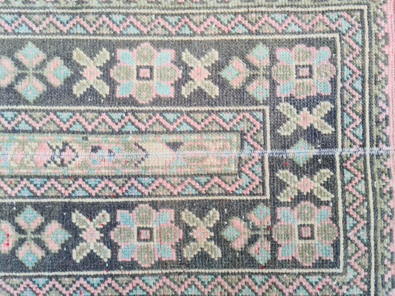 Deco Rug 1.9x11.4 ft Vintage Green Rug Woven Rug Runner Narrow Runner Rug Turkish Rug Extra Long Runner Rug Patchwork Rug