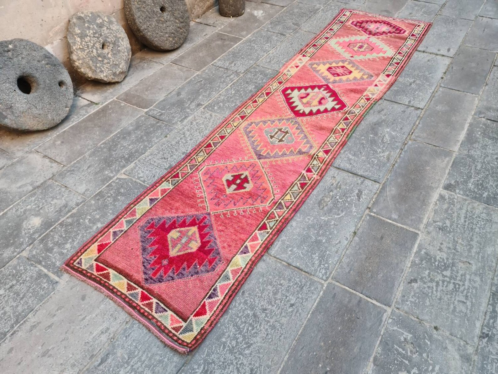 Runner Rug Pink Oriental Rug Pink Persian Rug Pink Boho Etsy