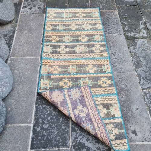 Vintage Turkish Rug, Patchwork Rug Colorful Boho Decor, Hall Runner Rug, Retro Area Rug, Faded Boho shops Rug, 2.3x5.8 ft