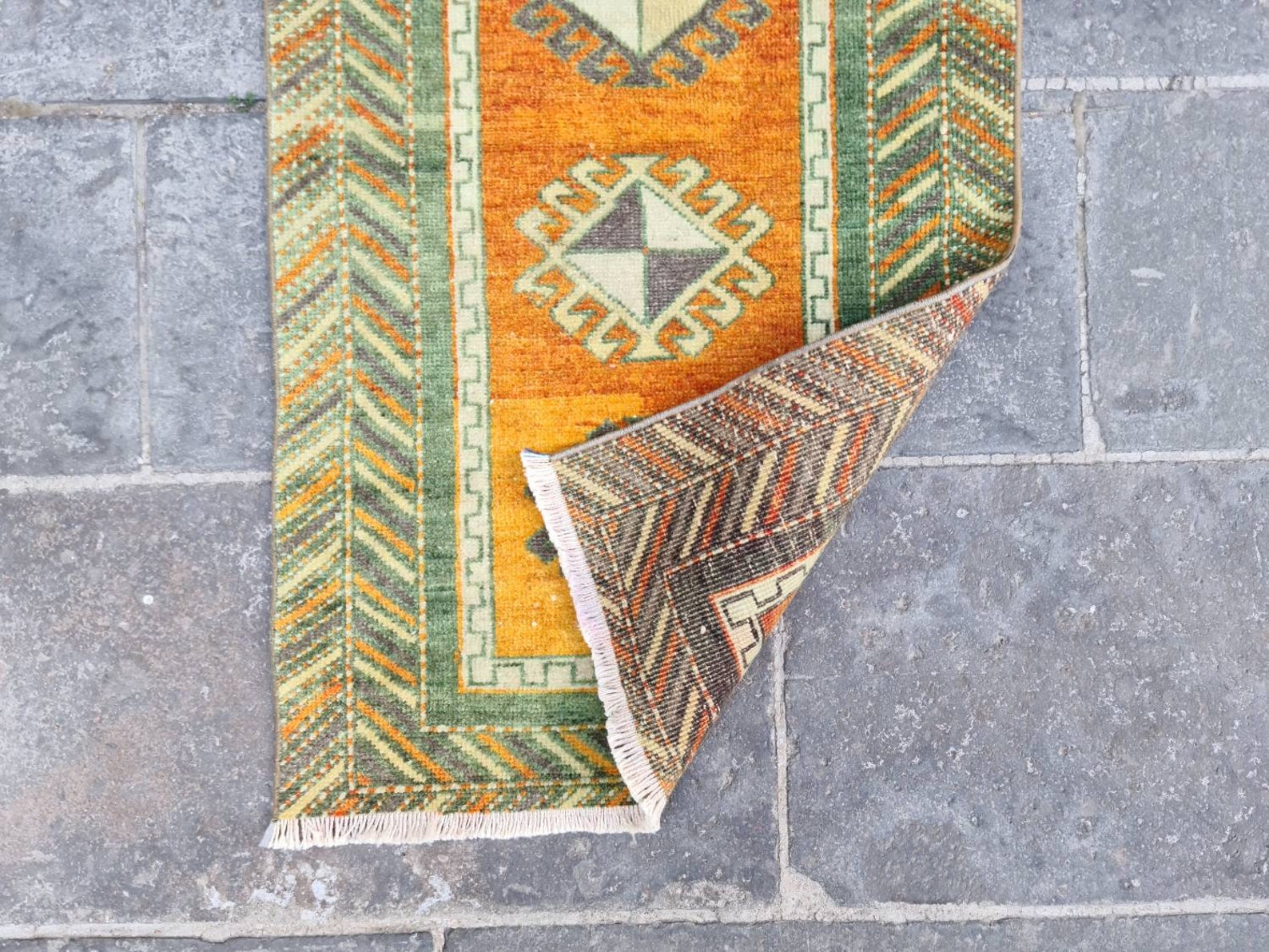 Burnt Orange Rug Turkish Rug 2x3.7 Ft Vintage Green Rug Etsy UK