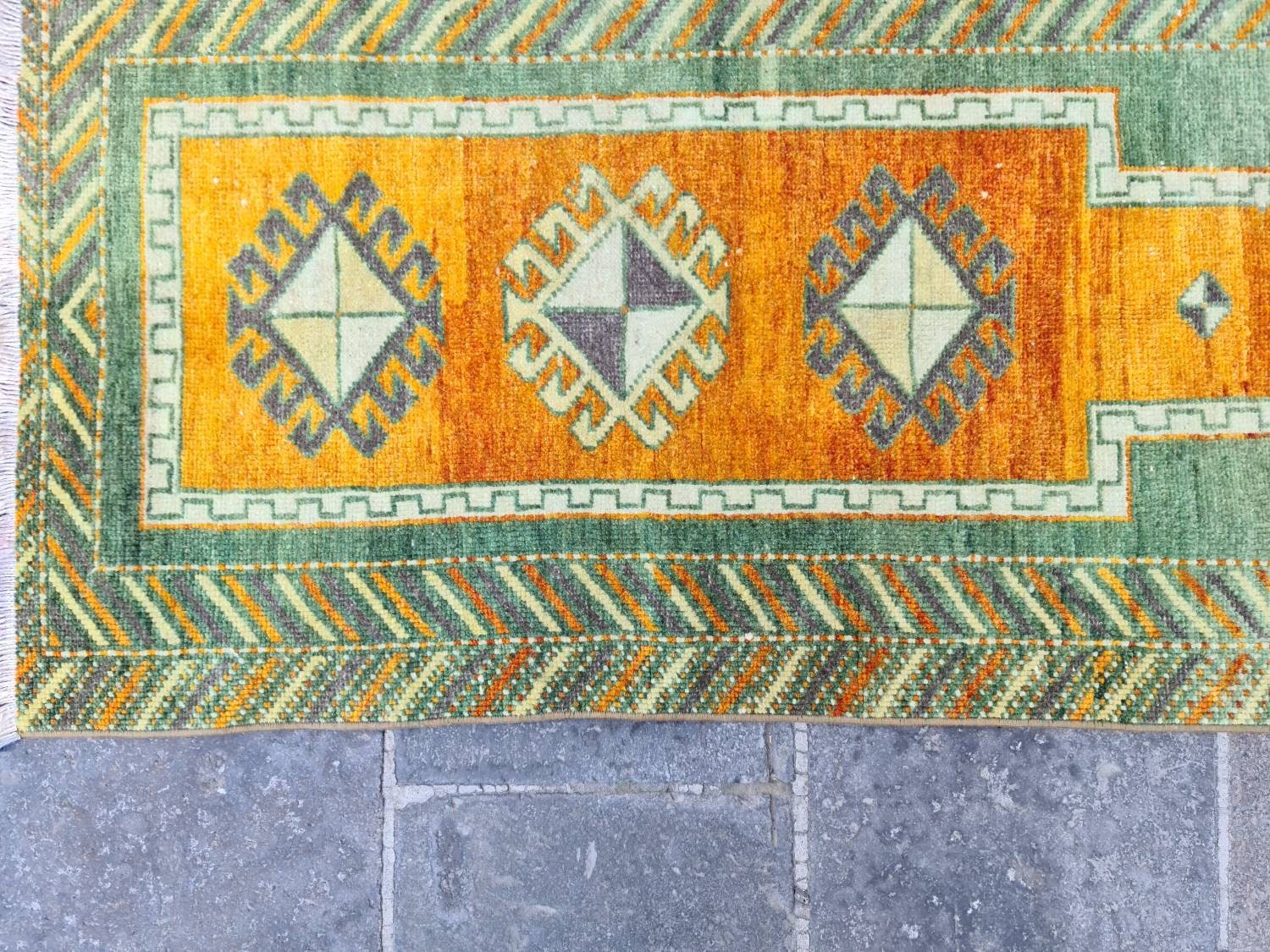 Burnt Orange Rug Turkish Rug 2x3.7 Ft Vintage Green Rug Etsy UK