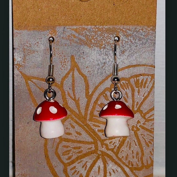 Magically cute mini mushroom statement party earrings