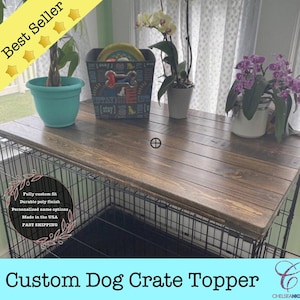 Farmhouse Dog Crate Table Top: Wooden Kennel Cover
