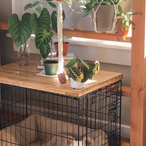 Farmhouse Dog Crate Table Top: Wood Kennel Cover Labor Day Sale