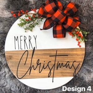Handpainted Merry Christmas Wood Door Hanger - 20 inch