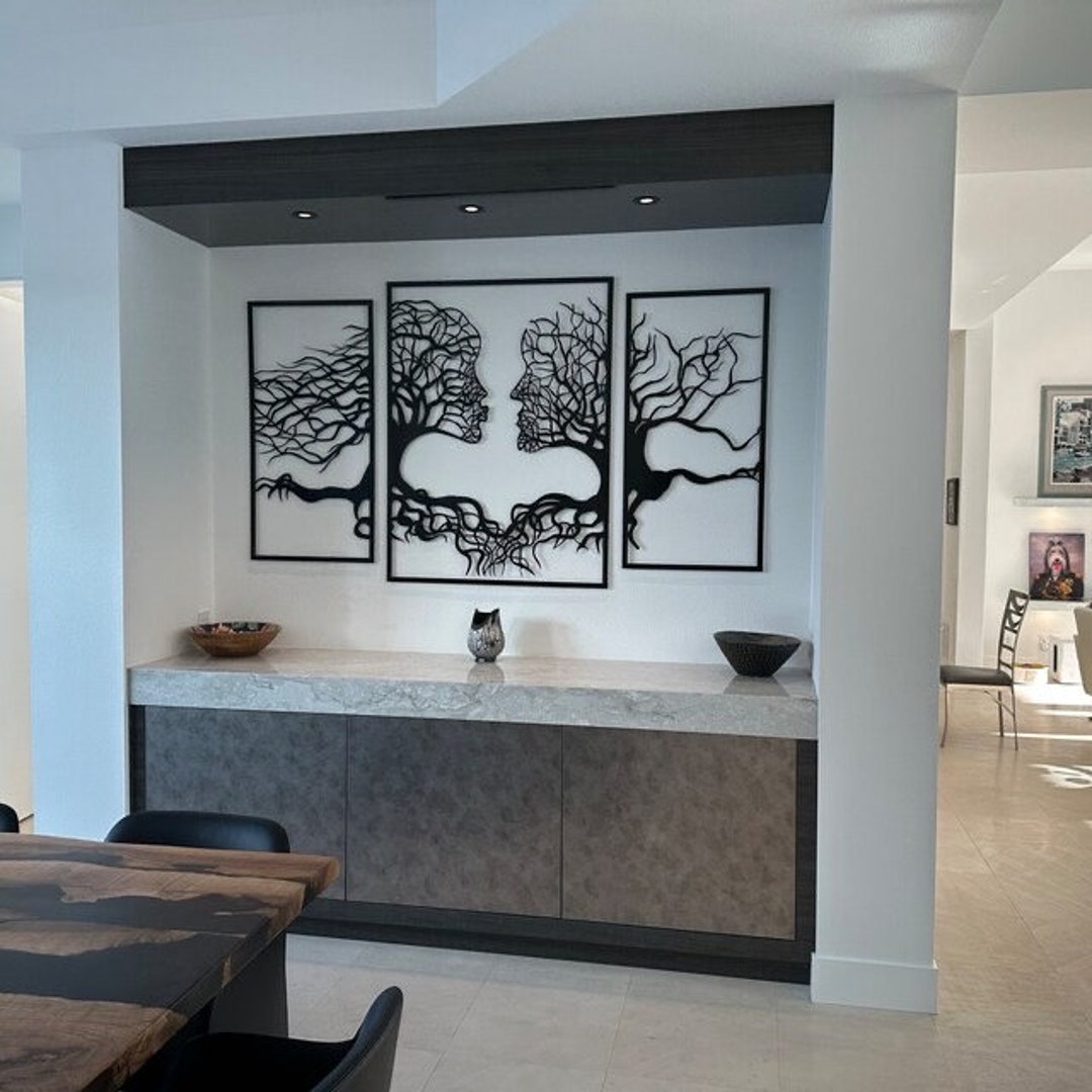 Tree of Life Metal Wall Art: 3 Panel Wood Gallery Set - Etsy