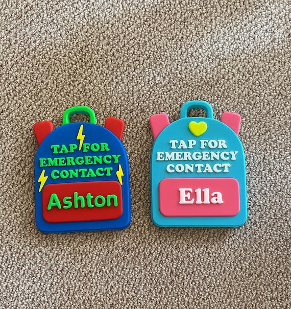 Tap For Emergency Contact Keychain Emergency Contact Backpack Tag ...