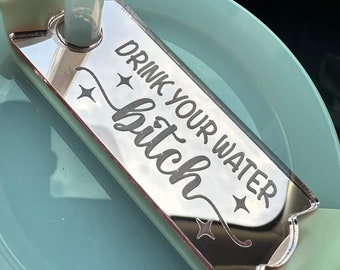 Personalized Tumbler Name Plate: Rose Gold Acrylic Water Bottle Tag