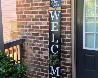 Rustic Wood Welcome Sign: Vertical Porch Decor (6 ft)