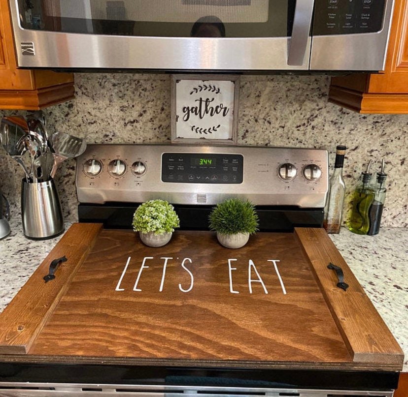 Stove Top Cover Wood-noodle Board-electric Stove Cover-kitchen Decor-wood Cooktop  Cover-rustic Stove Top Cover for Flat Top Stove 