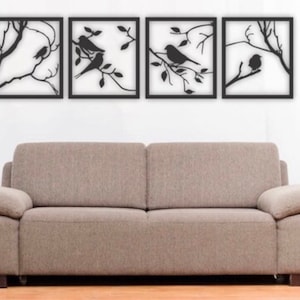 Rustic Bird Wall Art: Wooden Flower Panel Set