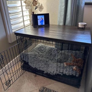 Farmhouse Dog Crate Table Top: Wooden Kennel Cover Furniture