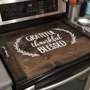 Couvercle de cuisinière en bois-planche à nouilles-couverture de cuisinière électrique-décor de cuisine-couverture de table de cuisson en bois-couverture de cuisinière rustique cadeau prêt à expédier