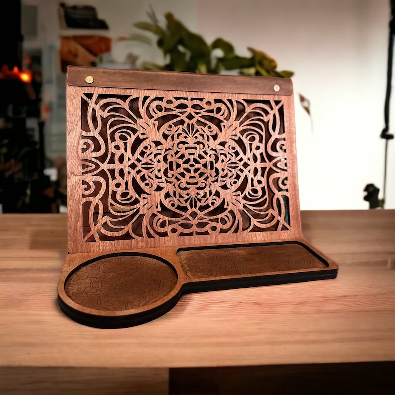 Hölzerner Buch Valet Tray, Holz Nachttisch Buch Seite Halter, Geschenk für Buchliebhaber, einzigartige Buch Ecke, Geschenk für Mama, Geburtstagsgeschenk, Tablet iPad Bild 5