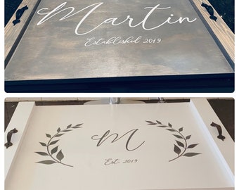 Personalized Rustic Wood Stove Top Cover - Kitchen Decor