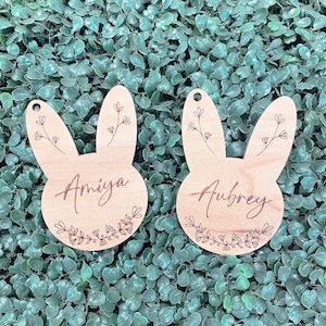 Etichette del cestino di Pasqua Etichette di Pasqua del coniglietto Etichette personalizzate del cestino di Pasqua del coniglio Nome Decorazione di Pasqua Segnaposti di Pasqua personalizzati Regali di Pasqua