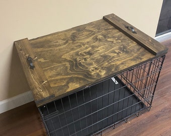 Piano del tavolo per cuccia per cani in stile fattoria: copertura per cuccia in legno