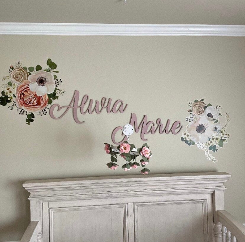 Custom Nursery Name Sign: Laser Cut Wooden Wall Art