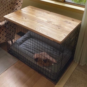 Farmhouse Dog Crate Topper: Wood Kennel Table Top image 2